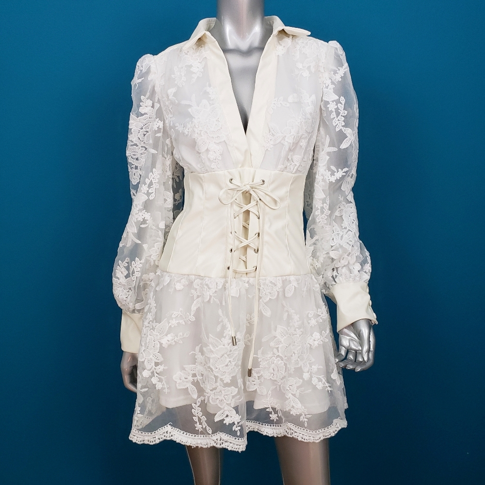 🆕️🌹 SKYLAR ROSE Lace & Leather Mini Dress // (NWT)